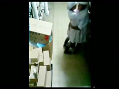 Filming bakkery co-workers through the security cam