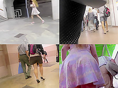 Bitch in skirt and g-string filmed by upskirting