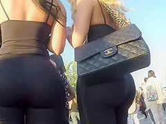 Big boobs bounce as she walks