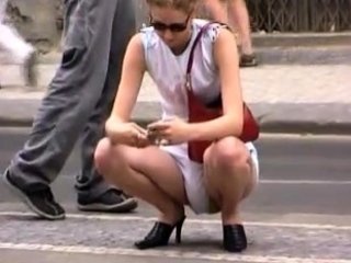 Blonde Amateur Takes Facial Outdoors In Public