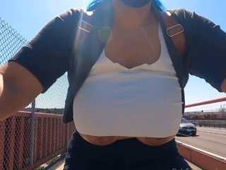 outdoor bridge cycling exposed tits